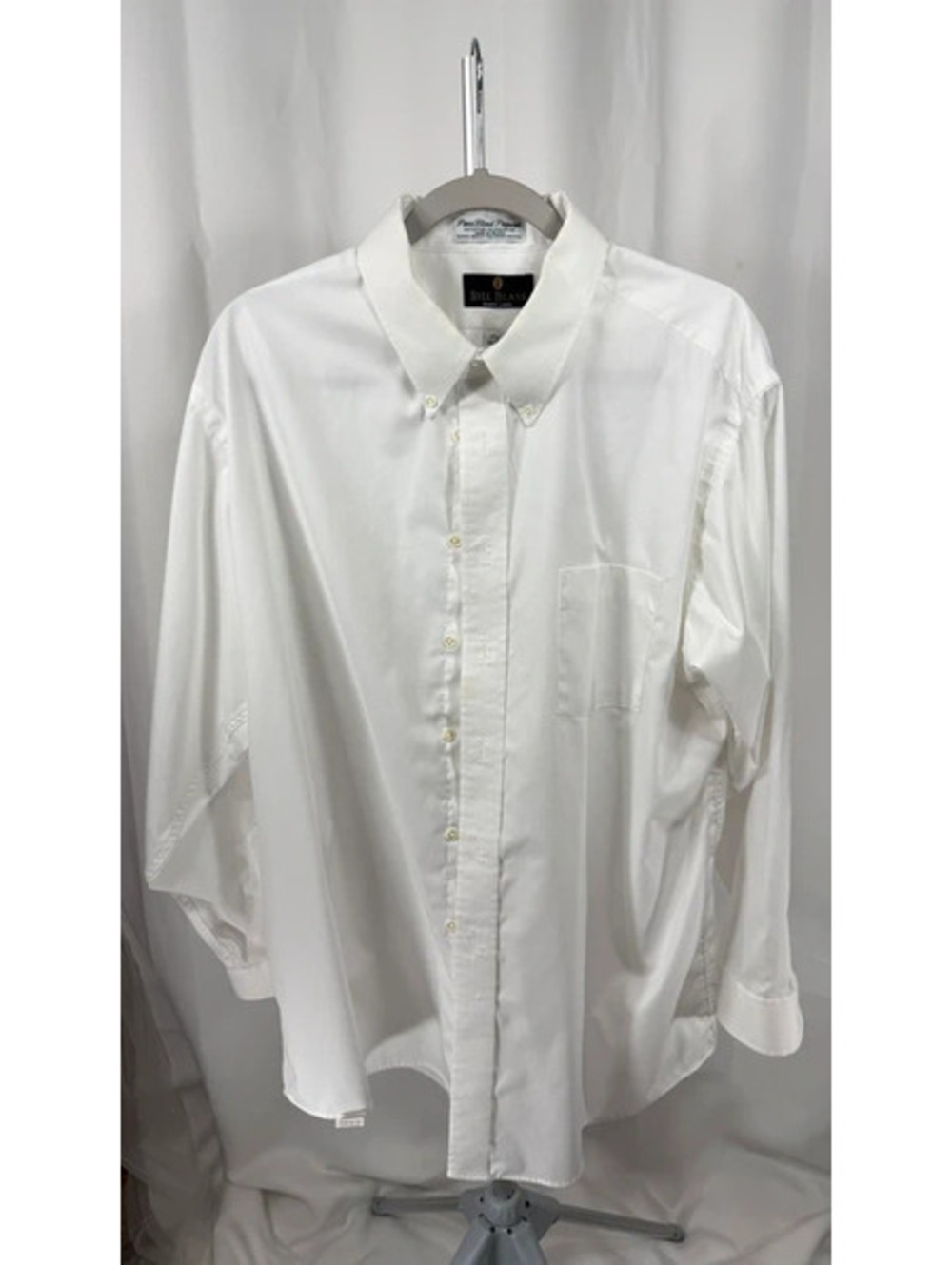 Bill Blass Black Label White Dress Shirt 17.5 34 35 Pima Pinpoint Classic Office